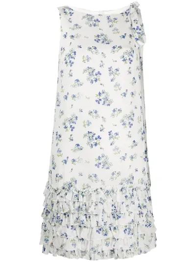 Be Blumarine Floral-print Ruffled Dress In White