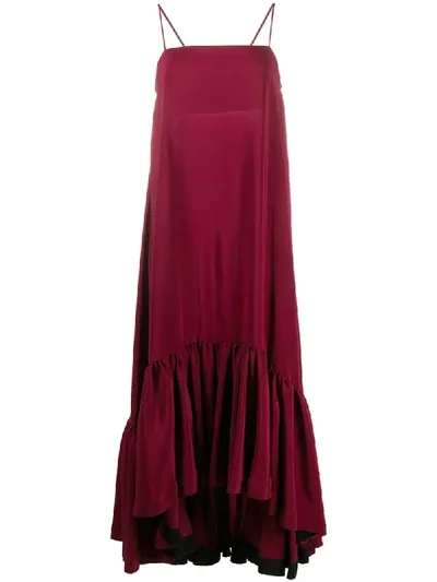 Gianluca Capannolo Flared Sleeveless Maxi Dress In Red