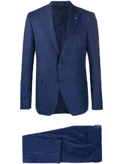 Tagliatore Pinstripe Two Piece Suit In Blue