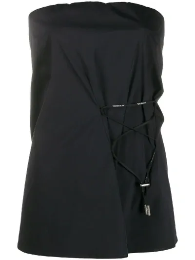 Off-white Strapless Draped Top In Black