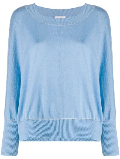 Snobby Sheep Contrast Trim Sweater In Blue