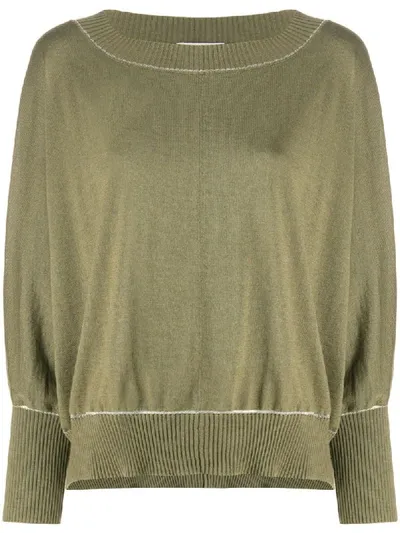 Snobby Sheep Contrast Trim Sweater In Green