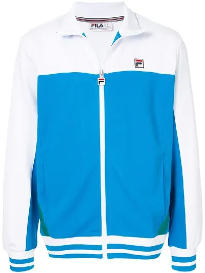 Fila Logo Embroidered Track Jacket In Blue