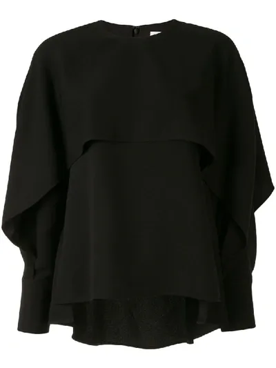 Enföld Flap Detail Long-sleeve Blouse In Black