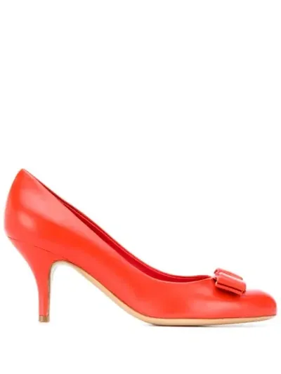 Ferragamo Carla Leather Pumps In Red