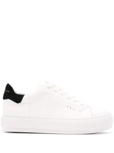 Kurt Geiger Laney Leopard-print Leather Platform Trainers In Open White