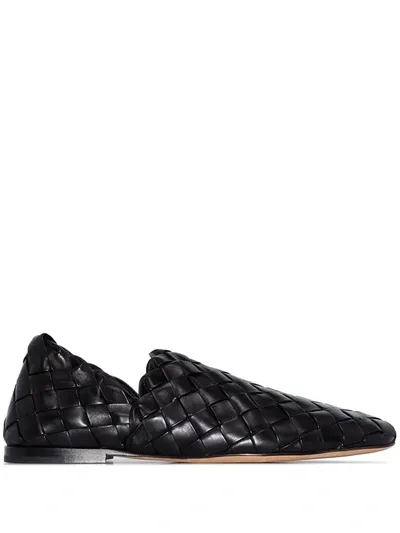 Bottega Veneta Intrecciato Slip-on Loafers In Black