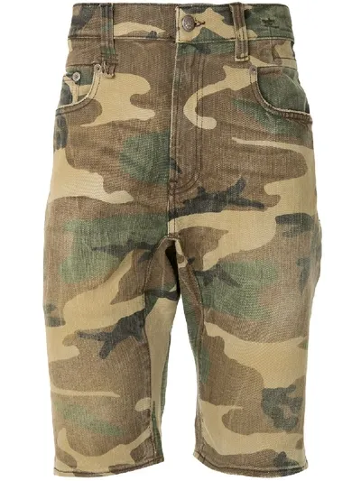 R13 Mid-rise Camouflage-print Denim Bermuda Shorts In Green