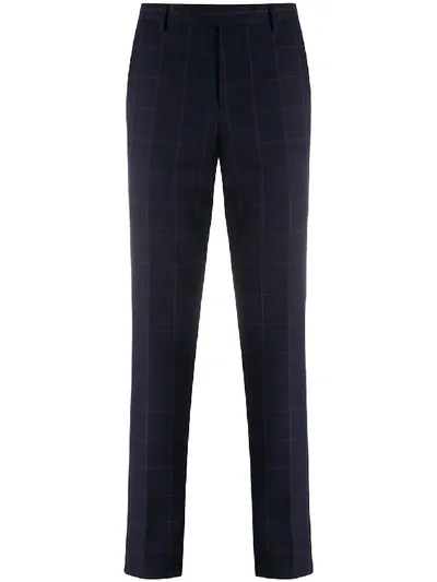 Paul Smith Plaid Print Trousers In Blue