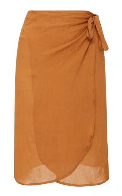 Anemone Orange Femme High Waist Wrap Skirt