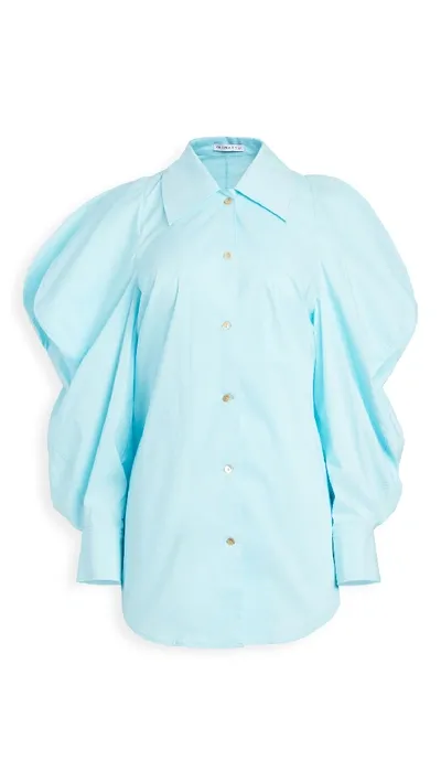 Rejina Pyo Julia Oversized Cotton-blend Poplin Shirt In Turquoise