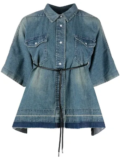 Sacai Oversized Denim Shirt In Blue