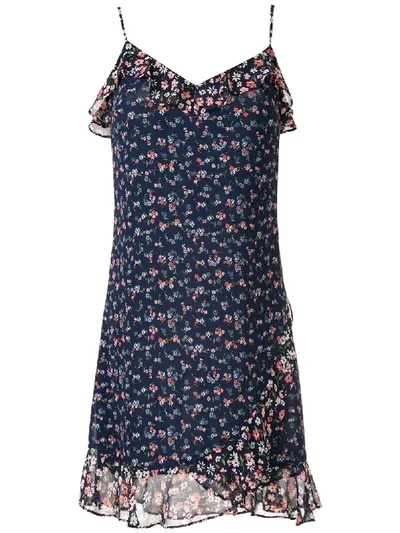 Michael Michael Kors Ruffled Floral-print Dress In Blue