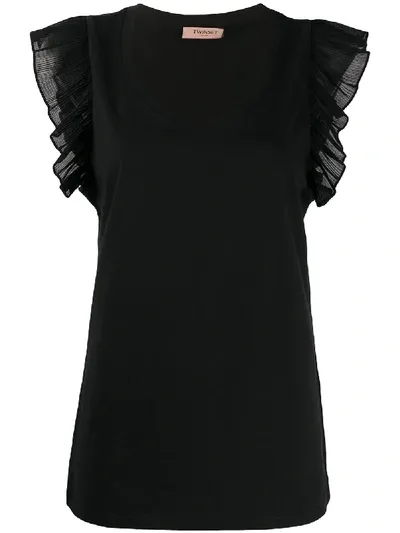 Twinset Pleated Frill Vest In Black