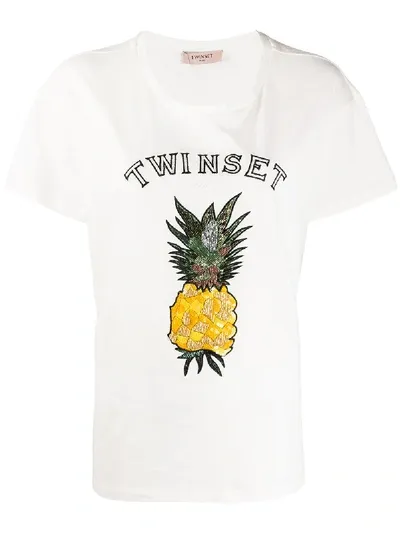 Twinset Embroidered Pineapple T-shirt In White