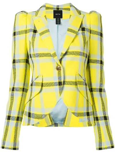 Smythe Checked Print Fitted Blazer In Yellow