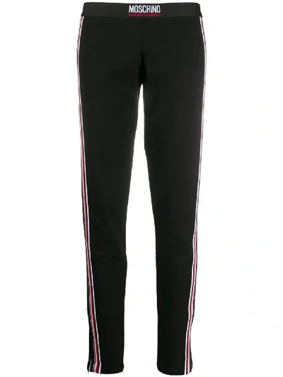 Moschino Side-stripe Track Pants In Black