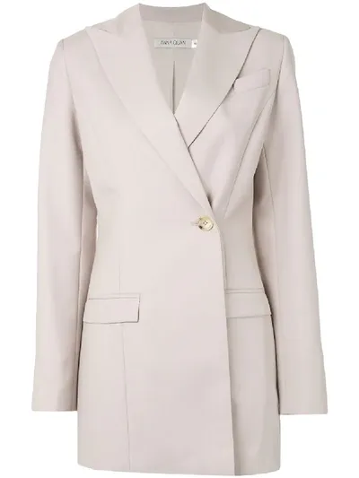 Anna Quan Long-line Blazer In Neutrals