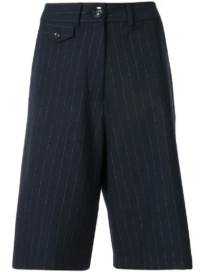 Anna Quan Rae Pinstriped Shorts In Blue