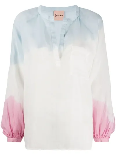 Nude Tie Dye Linen Blouse In Neutrals