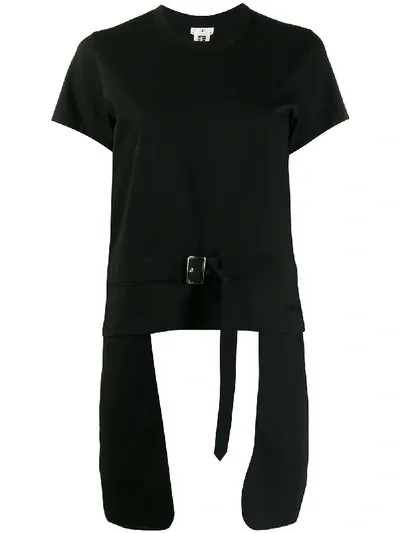 Comme Des Garçons Elongated-pocket Belted T-shirt In Black