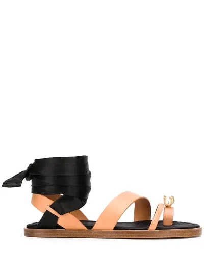 Forte Forte Ribbon Strap Flat Sandals In Black