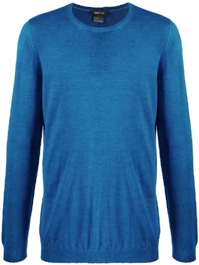 Avant Toi Fine Knit Crewneck Jumper In Blue