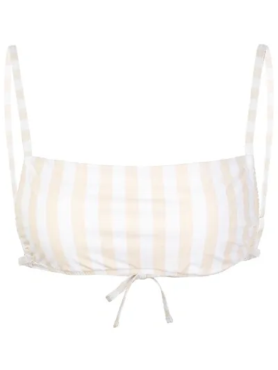 Weworewhat Leigh Striped Swim Top In Weiss