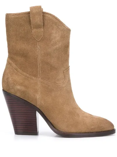 Ash Elvis Midi Block Boots In Neutrals