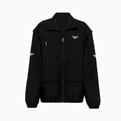 Reebok Detachable-sleeve Lightweight Jacket In Black