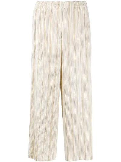 Issey Miyake Pleated Design Culottes In Neutrals