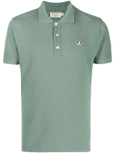 Maison Kitsuné Embroidered Logo Polo Shirt In Green