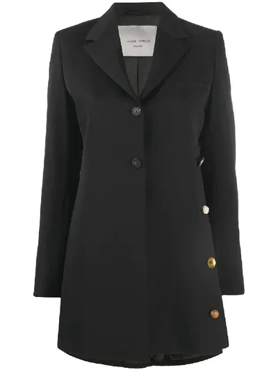 Frankie Morello Button Detail Blazer In Black