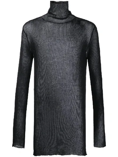 Ann Demeulemeester Sheer Turtleneck Jumper In Black