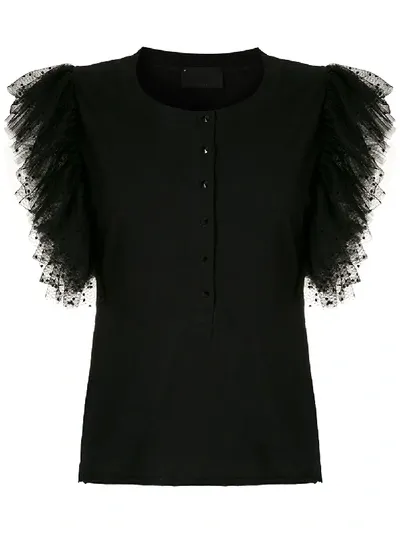 Andrea Bogosian Rush Tulle Sleeves T-shirt In Black