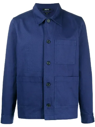 Apc Long Sleeve Shirt Jacket In Blue