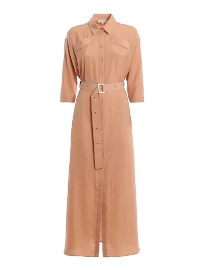 Patrizia Pepe Maxi Shirt Dress In Pink