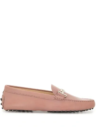 Tod's T-logo Driving Loafers In Pink