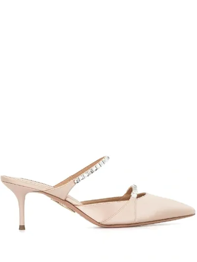 Aquazzura Mules Mit Kristallriemen In Pink