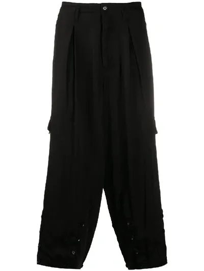 Yohji Yamamoto Loose-fit Cropped Trousers In Black