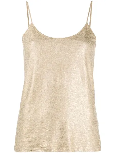 Majestic Scoop Neck Metallic Vest In Neutrals