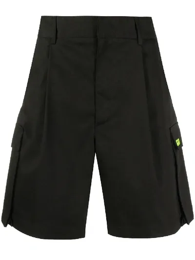 Msgm Pleated-detail Cargo Shorts In 99 Black