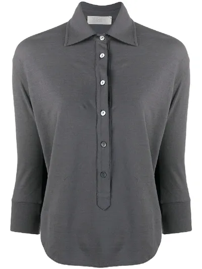 Zanone Cropped Sleeves Shirt In Grey