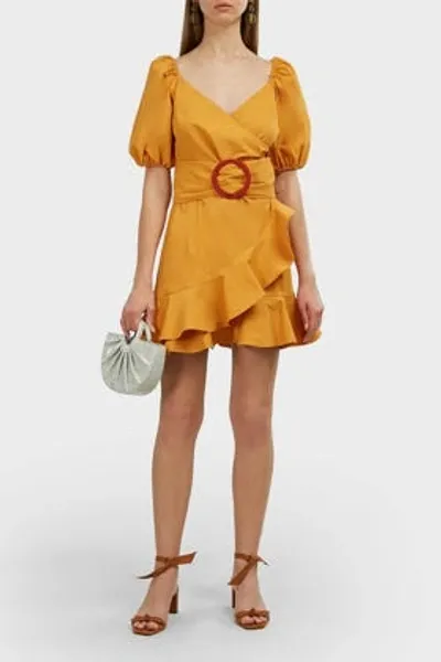 Sachin & Babi Ruffle Trim Belted Dress In Yellow