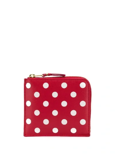 Comme Des Garçons Polka-dot Print Wallet In Red