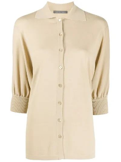 Alberta Ferretti Knitted Shirt Cardigan In Neutrals