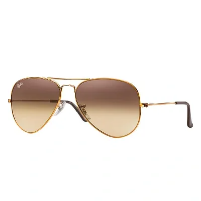 Ray Ban Aviator Gradient Sunglasses Bronze-copper Frame Pink Lenses 55-14