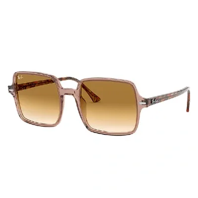 Ray Ban Square Ii Sunglasses Transparent Brown Frame Brown Lenses 53-20 In Brown Havana