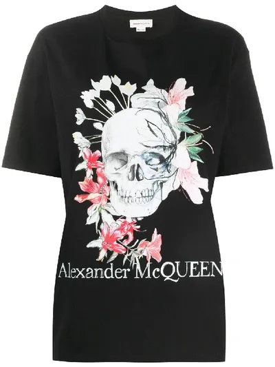 Alexander Mcqueen Skull Logo Cotton Jersey Slim T-shirt In Black