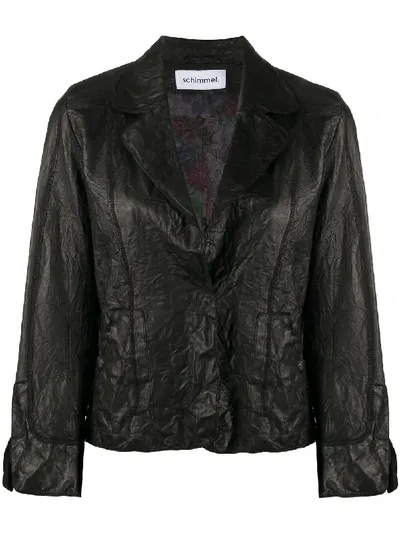 Sylvie Schimmel Crinkle-effect Fitted Blazer In Black